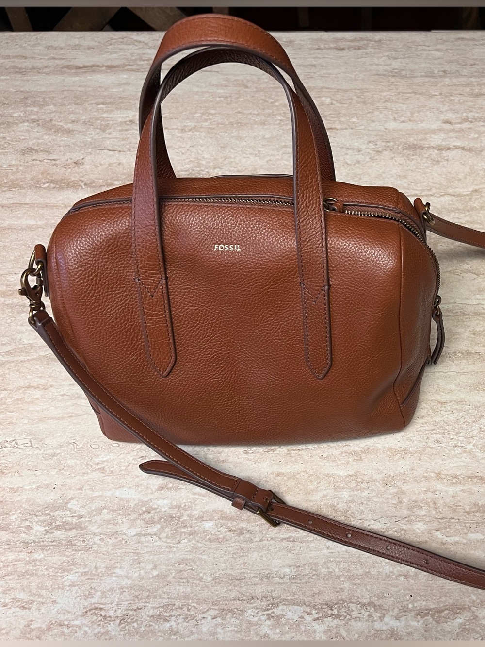 Fossil Pebbled Leather Crossbody Satchel